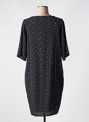 Robe mi-longue tissage crêpe manches courtes noir LA FEE MARABOUTEE femme