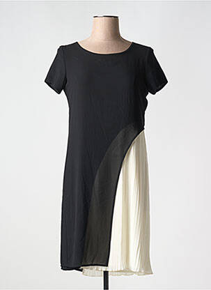Robe courte coupe fluide manches courtes noir POUSSIERE D'ETOLE femme