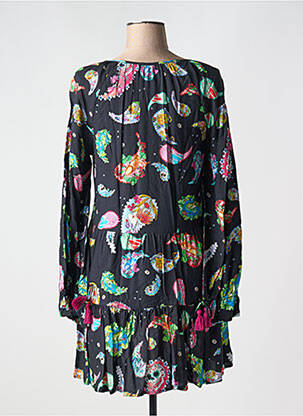 Robe courte coupe évasée manches longues noir PEACE + LOVE femme