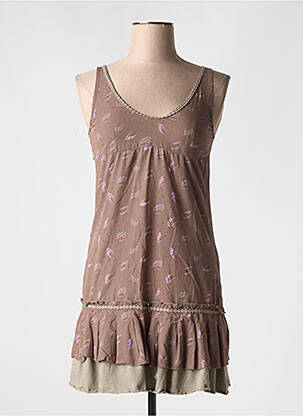 Robe courte sans manche sans manche marron BANDE ORIGINALE femme