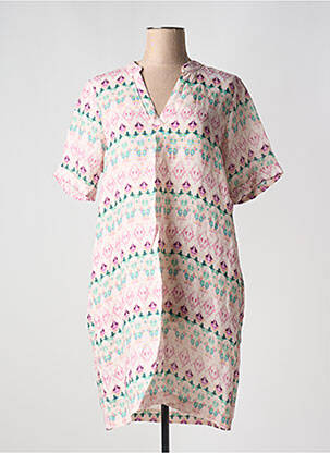 Robe mi-longue tissage crêpe manches courtes violet LA FEE MARABOUTEE femme