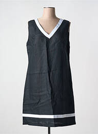 Robe mi-longue tissage crêpe sans manche noir MALOKA femme