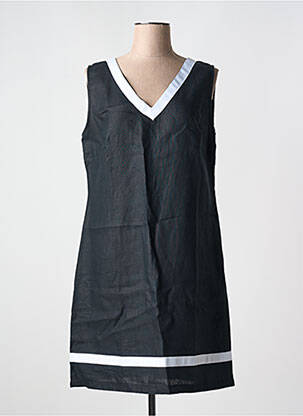 Robe mi-longue tissage crêpe sans manche noir MALOKA femme