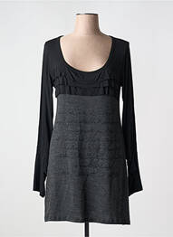 Robe courte manches longues manches longues gris POUSSIERE D'ETOLE femme