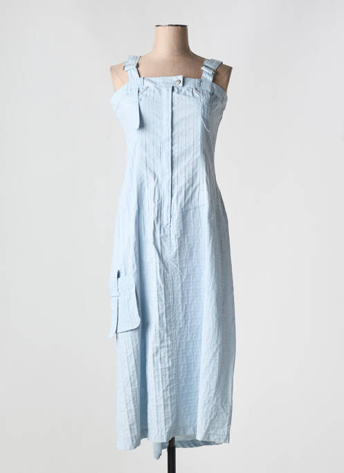 Robe mi-longue coupe cintrée fines bretelles bleu LAUREN VIDAL femme