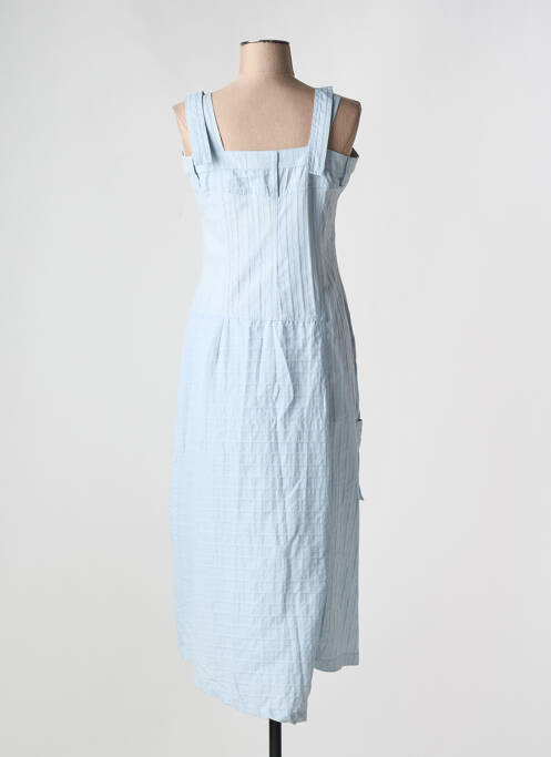 Robe mi-longue coupe cintrée fines bretelles bleu LAUREN VIDAL femme