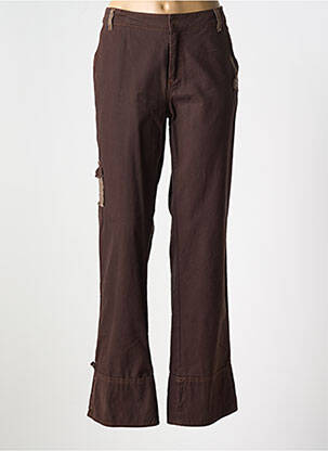 Pantalon droit fermeture zippée sous rabat boutonné marron SALT & PEPPER femme