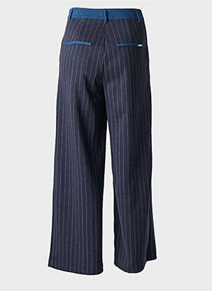 Pantalon flare fermeture zippée sous rabat boutonné bleu MALOKA femme