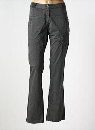 Pantalon droit fermeture zippée sous rabat boutonné gris BANDE ORIGINALE femme