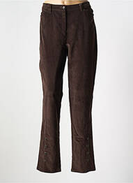 Pantalon droit fermeture zippée sous rabat boutonné marron ROSA ROSAM femme