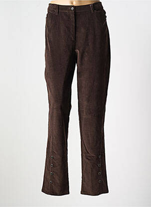 Pantalon droit fermeture zippée sous rabat boutonné marron ROSA ROSAM femme