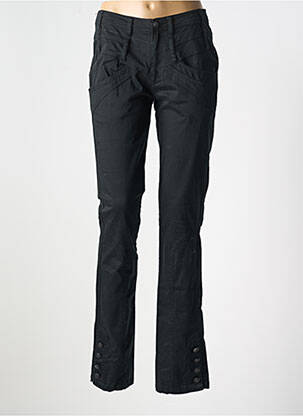 Pantalon chino fermeture zippée sous rabat boutonné noir R 867 femme