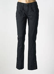 Pantalon chino fermeture zippée sous rabat boutonné noir R 867 femme