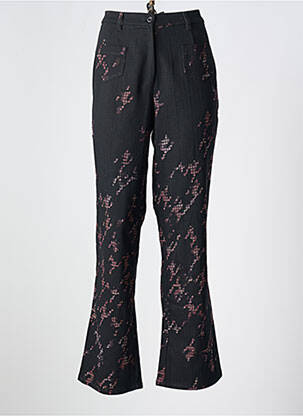 Pantalon droit fermeture zippée sous rabat boutonné noir ROSA ROSAM femme