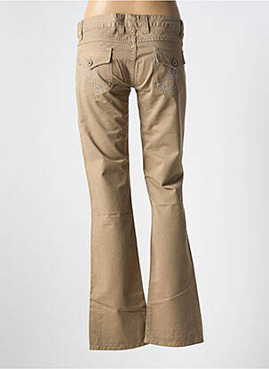 Pantalon droit fermeture zippée sous rabat boutonné beige E.LOCO femme
