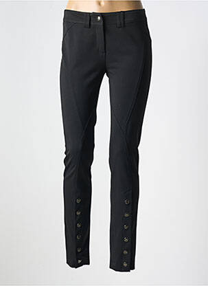 Pantalon slim fermeture zippée sous rabat boutonné noir CRYSTAL WORLD femme