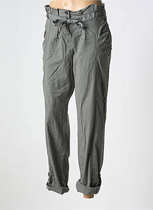 Pantalon droit fermeture zippée sous rabat boutonné gris BANDE ORIGINALE femme