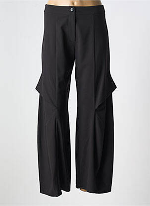 Pantalon droit fermeture zippée sous rabat boutonné noir LAUREN VIDAL femme