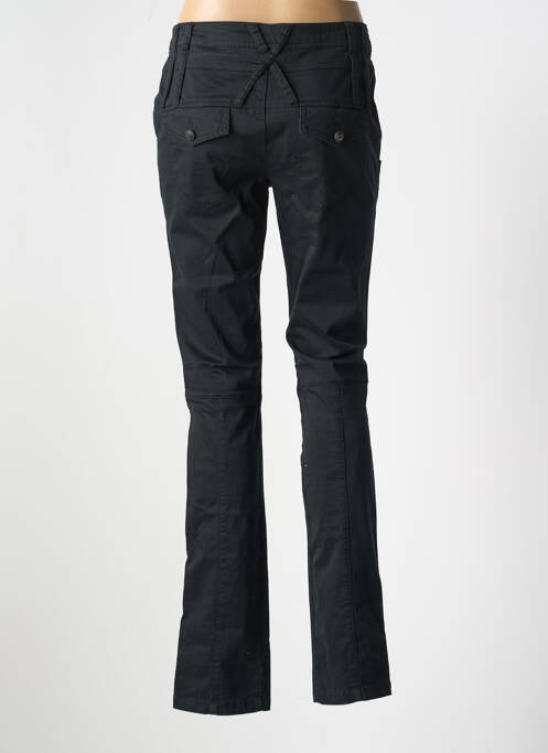 Pantalon chino fermeture zippée sous rabat boutonné noir R 867 femme