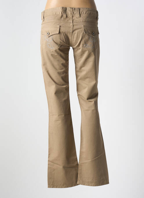 Pantalon droit fermeture zippée sous rabat boutonné beige E.LOCO femme