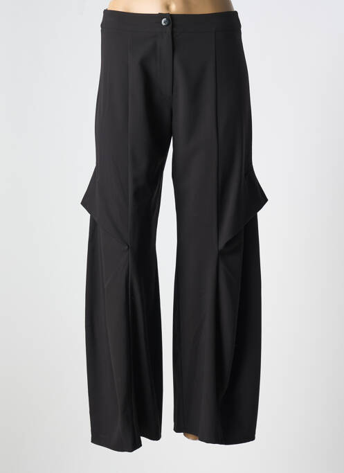 Pantalon droit fermeture zippée sous rabat boutonné noir LAUREN VIDAL femme