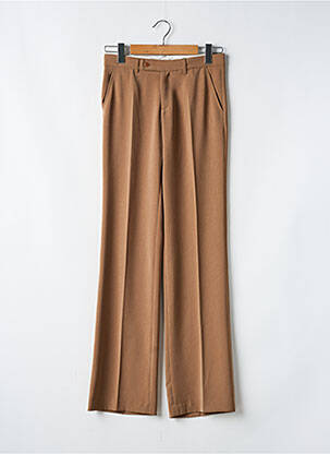 Pantalon droit fermeture zippée sous rabat boutonné taille normale marron VERTIGO femme