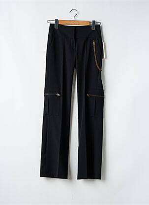 Pantalon droit tissage crêpe taille normale noir LA FEE MARABOUTEE femme