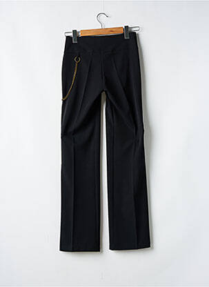 Pantalon droit fermeture zippée sous rabat avec crochet taille normale noir LA FEE MARABOUTEE femme