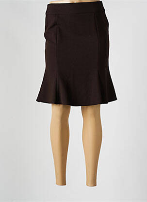 Jupe mi-longue stretch marron VERTIGO femme