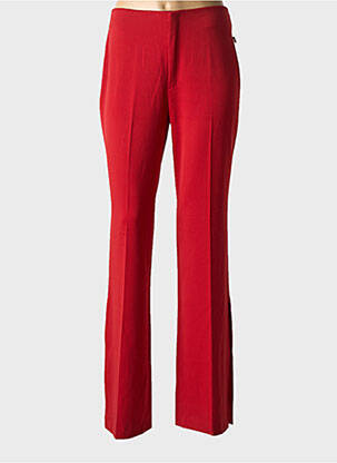 Pantalon flare fermeture zippée sous rabat avec crochet taille haute rouge VERTIGO femme