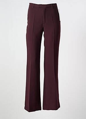 Pantalon flare fermeture zippée sous rabat avec crochet taille haute rouge VERTIGO femme