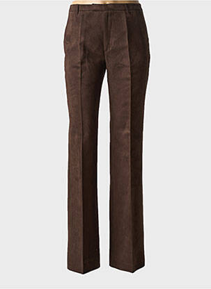 Pantalon flare taille à pinces taille haute marron VERTIGO femme