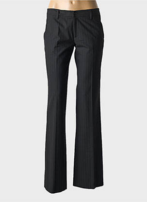 Pantalon flare fermeture zippée sous rabat avec crochet taille haute noir VERTIGO femme