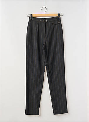 Pantalon droit tissage crêpe taille haute marron ROSA ROSAM femme