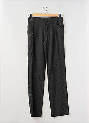 Pantalon droit fermeture zippée sous rabat boutonné taille normale noir SALT & PEPPER femme