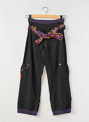 Pantalon droit tissage popeline taille haute noir ENJOY femme
