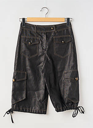 Short fermeture zippée sous rabat boutonné taille normale noir COTTONADE femme