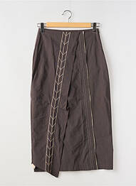 Jupe longue coupe droite marron LAUREN VIDAL femme