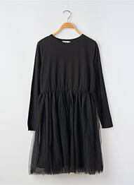 Robe mi-longue col rond manches longues noir MINI MOLLY fille
