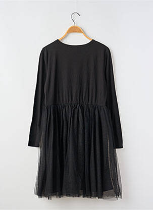 Robe mi-longue col rond manches longues noir MINI MOLLY fille