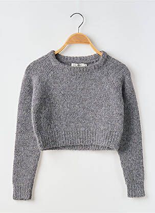 Pull coupe droite manches longues gris MINI MOLLY fille