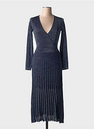 Robe longue manches longues manches longues bleu SURKANA femme