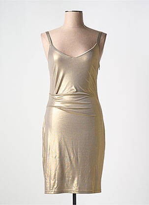 Robe courte coupe cintrée fines bretelles or MOLLY BRACKEN femme