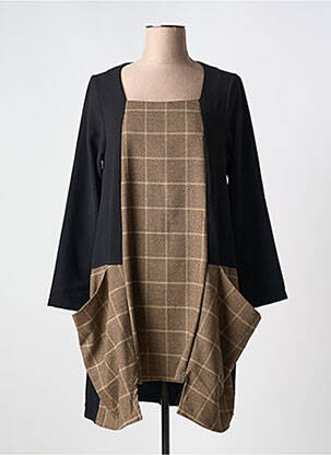 Robe courte manches longues manches longues noir G!OZE femme