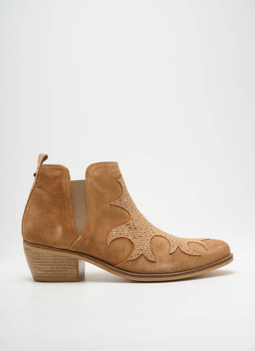 Bottines/boots tissage satiné talon de 4 à 6cm marron MINKA DESIGN femme