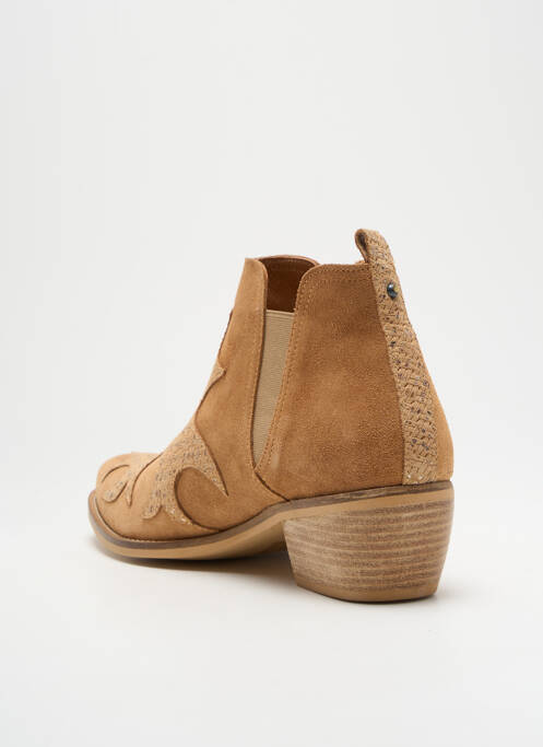 Bottines/boots tissage satiné talon de 4 à 6cm marron MINKA DESIGN femme