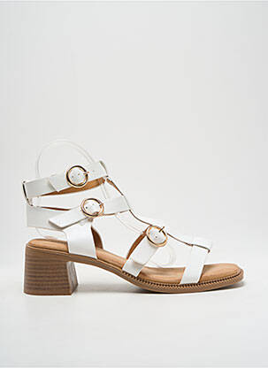 Sandales/nu pieds matière lisse talon de 4 à 6cm blanc STEPHAN  femme