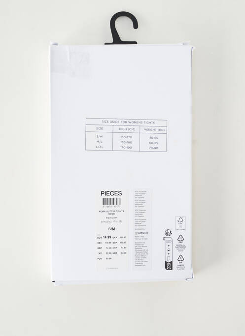 Collants noir PIECES pour femme