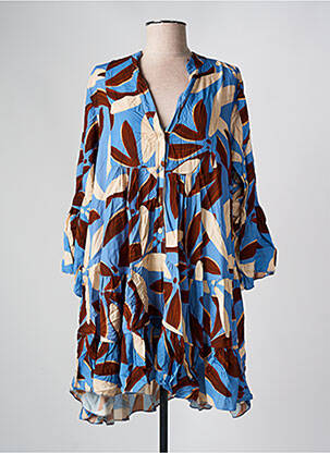 Robe courte manches 3/4 manches 3/4 bleu NOELINE femme