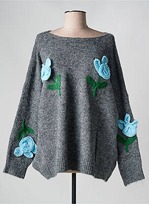 Pull col rond manches longues gris GINETTE MIAMI femme